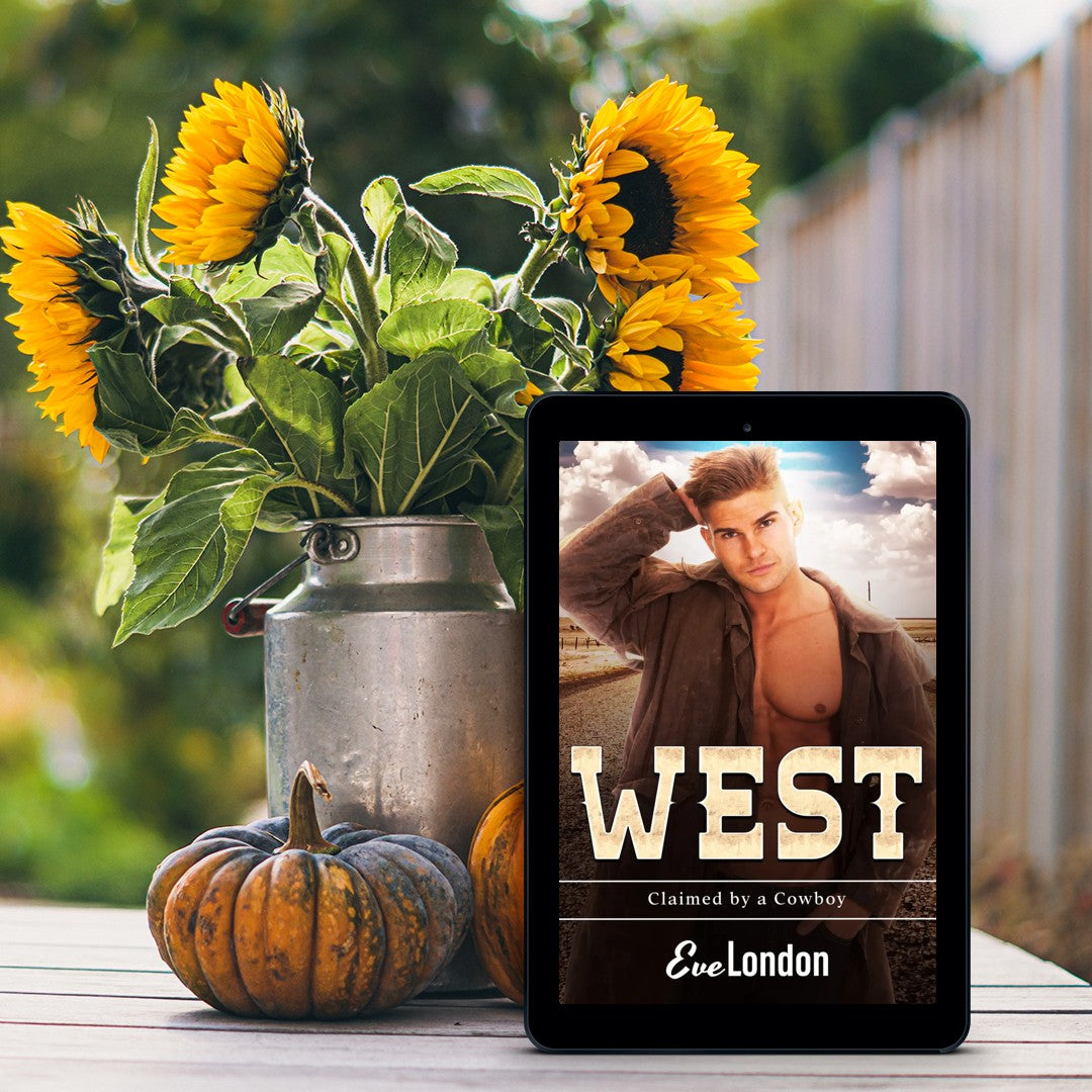 E-book of West from the Claimed by a Cowboy series by a pot of flowers